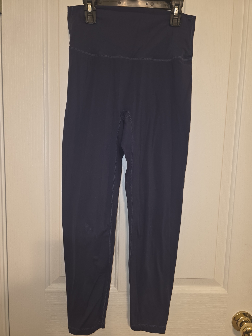 Lululemon Navy Blue High Rise Leggings 7/8 Length Size Stripe Logo